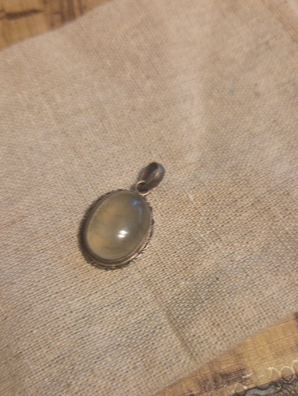 Sterling Silver Prehenite Oval Pendant